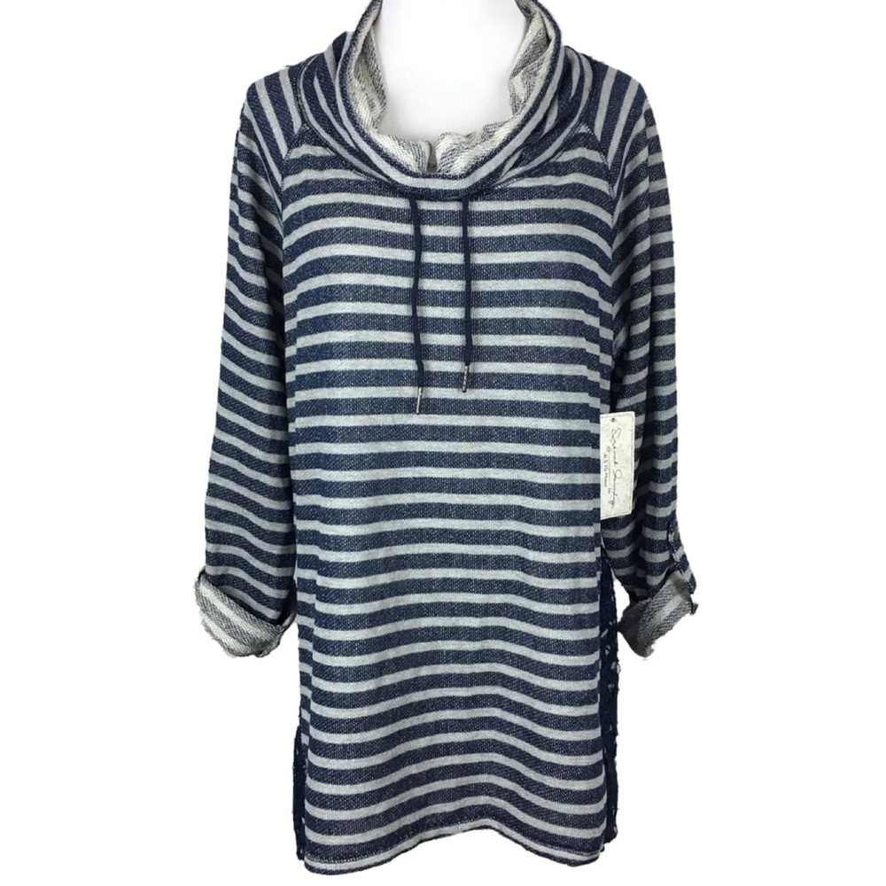 NEW French Laundry 2X Cowl Sweater Striped